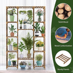 Uneedem Tall Indoor Outdoor Plant Stand - Large 12 Tier Plant Rack with Wooden Shelves for Room, Balcony, Garden, Patio