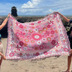 Snycler Flowers and Plants Throw Blanket for Bed 50 * 60inch Woven Blanket Cotton Polyester Farmhouse Decor for Indoor Outdoor Sofa Bedroom Garden，All Season （Dark Pink）