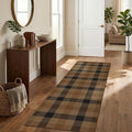 2x6 Runner Rug for Entrance Indoor - Brown Checkered Outdoor Runner Rug for Porch, Patio, Balcony, Non Slip Hallway Carpet 6ft, Washable Kitchen Mat - Easy Jute Earthy Tan Rustic Accent Décor