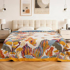 MACEVIA 100% Cotton Boho Throw Blanket, Soft Lightweight Butterfly Floral Design, 80"x90" Large Bedspread for Queen Bed, Couch Sofa, Cottagecore Decor(Butterfly Floral)