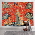 FEASRT European Royal Tapestry - Medieval Lady and Unicorn Wall Hanging - 80x60 Inches - Living Room & Dorm Decor