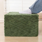 Fluffy Square Ottoman Pouf with All-in-One Foam Filling 20 x 14 Inches Furry Ottoman Foot Rest Foot Stool for Living Room or Bedroom (Green)