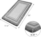 KIMODE Anti Fatigue Kitchen Mat, 17.3"x29" Cushioned Kitchen Rug, Non Slip Waterproof Kitchen Floor Mat, Farmhouse Comfort Standing Mat for Laundry, Office, Sink, Desk Grey