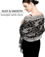 Achillea Reversible Paisley Pashmina Rave Scarf – Exotic Indian Shawls and Wraps for Evening Dresses, Festivals, All Seasons