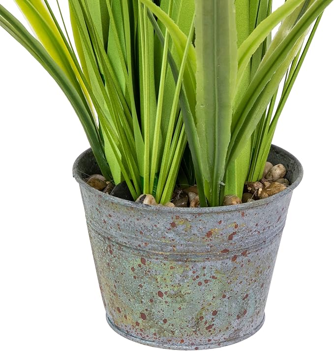 Northlight Artificial Onion Grass in Pot, 24", Green