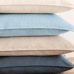 Foindtower Pack of 2, Decorative Linen Soild Throw Pillow Covers Soft Accent Euro Cushion Case Farmhouse Neutral Pillowcase for Chair Couch Sofa Bedroom Living Room Home Decor 18 x 18 Inch Light Blue