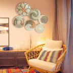 Boho Wall Basket Decor Set of 6 - Hanging Woven Basket Wall Decor, Handcrafted Round Flat Seagrass Baskets Wall Art, for Modern、Farmhouse、Home - Unique Modern Wall Basket Decor