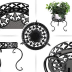 OwnMy Metal Round Plant Stand Indoor Outdoor Iron Flower Pot Holder, Heavy Duty Plant Stand Display Potted Rack for Home, Garden, Patio, Black