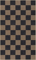 Lahome Colette Checkered Easy Jute 3x5 Rug, Washable Rugs for Living Room Entryway Farmhouse Non Slip Black Outdoor Carpet, Checkerboard Indoor Door Mat for Entry Patio Deck