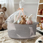 Gray Storage Basket, 17"x12"x8" Woven Cotton Rope Storage Bin, Wicker Kids Dog Toy Box, Baskets for Gifts Empty, Bathroom Towel Organizer, Blanket Holder, Baby Nursery Shelf Closet Bin