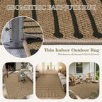 Lahome Neutral Geometric 5x7 Washable Rugs for Living Room Office, Black and Nature Outdoor Patio Rug Farmhouse Rhombus Non Slip Non Shedding Carpet for Classroom Balcony Dining Room