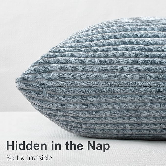 Topfinel NavyBlue Decorative Throw Pillow Covers,24x24 Pillow Covers Set of 4 with Striped Corduroy,Boho Soft Accent Cushion Covers for Couch,Bed,Living Room Home Decor