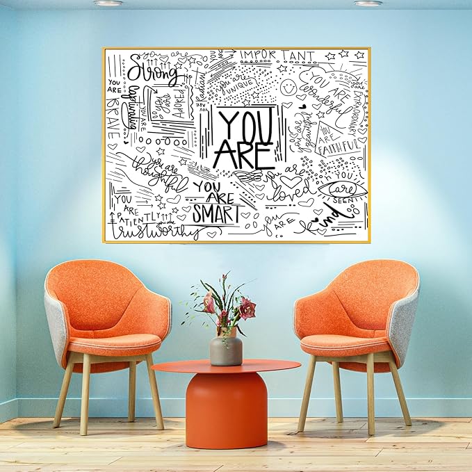 KJHL Black and White Inspirational Quote You Are Wall Tapestry Classroom Kids Tapestries Wall Hanging Motivational Positive Affirmations Saying Wall Decor Aesthetic Tapestry for Bedroom Dorm