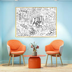 KJHL Black and White Inspirational Quote You Are Wall Tapestry Classroom Kids Tapestries Wall Hanging Motivational Positive Affirmations Saying Wall Decor Aesthetic Tapestry for Bedroom Dorm