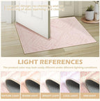 Area Rug 8x10 Rug Machine Washable Non-Slip Low Pile Print Pattern Western Rug for Living Room Bedroom Entryway Tribal Series -Light Pink/Cream