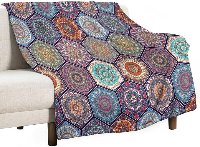 Vintage Boho Floral Throw Blanket Bohemian Flower Patterned Blanket for Sofa Bed Couch Chair Or Dorm 30"x40"