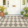 Gray and Cream Checkered Easy Jute 3x5 Outside Area Rug Outdoor Porch Decor, Entryway Rugs Indoor Diamond Geometric Pattern Mat, Patio, Backyard or Entry, Boho Farmhouse Style Washable Non Skid Mat