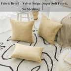 Home Brilliant Set of 2 Decorative Plush Velvet Corduroy Striped Throw Euro Pillow Sham Cushion Cover for Sofa, 26x26 inches, Taupe