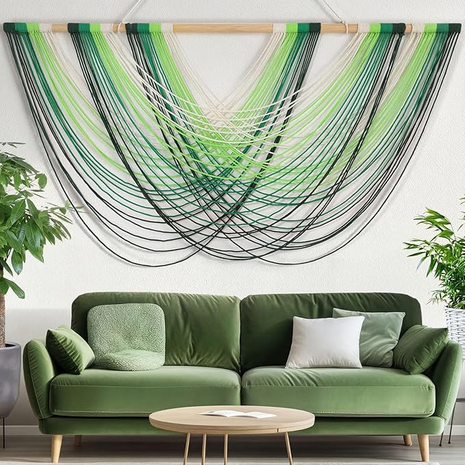 Tiamon Boho Wall Decor - 59''W x 35.4'' L Macrame Wall Hanging Dip-Dye Large Tapestry Art for Home Bathroom Farmhouse Bedroom Living Room Office Natural Modern Rustic Decoration