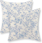 Baby Blue Pillow Covers 20x20 Set of 2 Blue and Cream Floral Chinoiserie Throw Pillows Vintage Rustic Toile Flower Decorative Pillowcase Outdoor Chinoiserie Decor Cushion Case for Couch Sofa