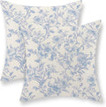 Baby Blue Pillow Covers 16x16 Set of 2 Blue and Cream Floral Chinoiserie Throw Pillows Vintage Rustic Toile Flower Decorative Pillowcase Outdoor Chinoiserie Decor Cushion Case for Couch Sofa