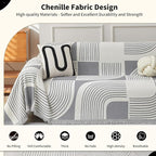 Boho Chenille Couch Cover with Tassels, Bohemian Sofa Cover for 1 Cushion Couch, Armchair, Chair, 1 Seater (71" x 91", Grey)