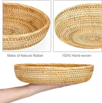 Hipiwe 9.9" Round Key Basket Bowl for Entryway Table Wicker Storage Basket Woven Keys Bowl Holder Crackers Fruit Candy Serving Tray Rattan Organizer Basket for Remote Control Wallet Cell Phone