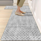HEBE Anti Fatigue Kitchen Mat Set of 2 Non Slip Cushioned Kitchen Mats for Floor Waterproof Farmhouse Kitchen Rugs and Mats Set Comfort Standing Desk Mat Carpet for Sink,Office,Laundry