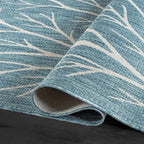 Washable Indoor Outdoor Rug 5x7 Modern Area Rugs Branch Pattern Non Shedding Waterproof Easy Clean Patio Deck Porch Living Room Bedroom Garden RV (5 X 7 Aqua)