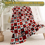 Valentine’s Day Decorative Throw Blanket Gifts for Mom, Wife, Buffalo Plaid Red Red Heart Lip Rose Love Letter Decoration Fleece Blankets for Couch Bed Sofa, Romantic Decor, 50x60 Inch