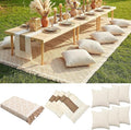 Extra Large Outdoor Boho Picnic Blanket 150'' X 71'' Beige White Table Runner 6 Throw Pillow Cover Woven Cotton Yarn Oversize Beach Blanket Washable for Picnic Camp Wedding