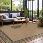 Easy Jute Rugs 9x12 Frame Natural Color Living Room Indoor Outdoor Area Rug for Patio and Kitchen Rug High Traffic Washable Easy to Clean Solid Boho Woven Design Carpet (9 x 12)