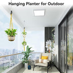 USLAI Macrame Plant Hanger Indoor Outdoor, Up to 4-15 inch Pot, Heavy 20lb Planters, Extra Long Strong Hanging Planter Basket Holder, Boho Home Decor, 35+49 Inch, Yellow (POTS NOT Included)