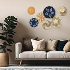 Xuhal 8 Pcs Boho Wall Basket Decor Decorative Bulrush Woven Basket Wall Decor Rustic Farmhouse Hanging Baskets for Kitchen Rustic Home Summer Decorations