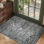 Entryway Rug Door Mat, Washable Samll 2x3 Rug, Blue Boho Front Door Mat, Non Slip Area Rugs, Low Pile Throw Accent Entry Carpet for Indoor Entrance, Bathroom and Kitchen(Blue 2x3ft)