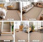 Tangsoo Modern Easy Jute 4x6 Outdoor Rug for Living Room,Ultra Thin Washable Area Rug,Geometric Indoor Carpet Farmhouse Non-Slip Throw Mat for Bedroom Dining Room Patio Front Porch