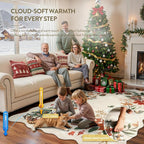 Lahome Floral Christmas Rugs for Living Room, Washable Christmas Rug 8x10 Under Bed Soft Xmas Tree Rug, Stain Resistance Large Carpets for Dining Room Office Home Decor, Beige/Multi