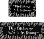 Kitchen Rug Mats for Floor Cushioned Anti Fatigue Black and White Kitchen Rugs Sets of 2 Botanical Non Slip Waterproof Comfort Memory Foam Standing Floor Mat for Office Laundry Sink Desk
