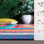 SAFAVIEH Washable Rug Outdoor Braided Collection - 3' Round, Red & Orange, Handmade & Reversible, Non-Shedding & Easy to Clean, Ideal for Patio, Backyard, Mudroom (BRD308Q)
