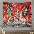 FEASRT Medieval Maiden Tapestry European Royal Princess Tapestrys Wild Animal Tapestry, Large 100x90 Inches Soft Flannelette, for Bohemian Mandala Bedroom Living Room Dorm