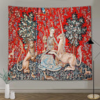 FEASRT Medieval Maiden Tapestry European Royal Princess Tapestrys Wild Animal Tapestry, Large 100x90 Inches Soft Flannelette, for Bohemian Mandala Bedroom Living Room Dorm
