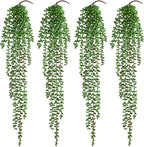 Waipfaru 4Pcs Artificial Hanging Plants, Fake Vines Fake Hanging Plants for Outdoors UV Resistant Ivy Artificial Plants Outdoor Faux Plants Indoor Bedroom Living Room Boho Wall Porch Shelf Decor