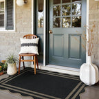 Modern Easy Jute 3x5 Outdoor Patio Rug, Black Washable Rugs for Entryway Indoor Kitchen Rugs, Farmhouse Neutral Non Slip Carpet for Living Room Backyard