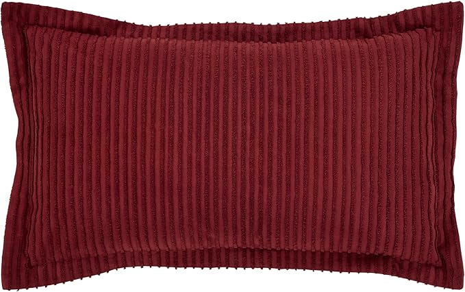 Better Trends Jullian Collection is Super Soft and Light Weight in Bold Stripes Design 100% Cotton Tufted Unique Luxurious Machine Washable Tumble Dry, King Sham, Burgundy