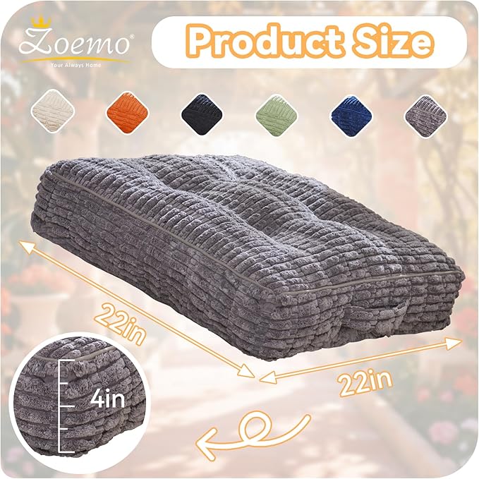 Floor Pillow Cushion for Adults, Meditation Cushion Pillow, Large Square Floor Sitting, for Tatami Living Room or Yoga, 22x22 Inch