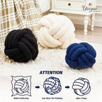 Uvvyui Knot Pillow Ball, Soft Home Decorative Pillows, Round Throw Pillow, Handmade Knotted Plush Pillow, Round Boucle Pillow Cushion (14 Inches Navy)