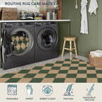 Lahome Colette Checkered Kitchen Runner, 2x8 Easy Jute Runner Rug for Hallway Entryway, Farmhouse Indoor Outdoor Non Slip Non Shedding Green Carpet for Laundry Bedroom Porch Corridor