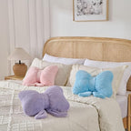 Bow Pillow Throw Pillows Butterfly Shaped Decorative Cute Pillows for Bed Sofa Cute Home Decor,Blue 14.5 * 12inch