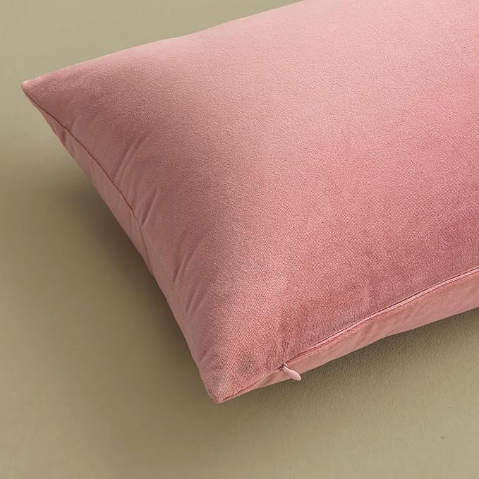 MIULEE Velvet Throw Pillow Covers 18x18 Inch, Pack of 2 - Dusty Pink, Soft Solid Decorative Pillow Covers Cushion Cases Modern Luxury Valentines Home Decor for Spring Couch Sofa Bedroom Livingroom