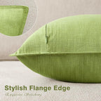 Foindtower Pack of 2, Decorative Linen Soild Throw Pillow Covers Soft Accent Euro Cushion Case Farmhouse Neutral Pillowcase for Chair Couch Sofa Bedroom Living Room Home Decor 18 x 18 Inch Lush Green
